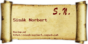 Sisák Norbert névjegykártya
